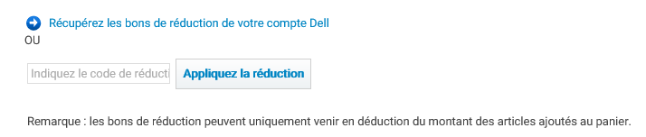 saisie de votre code de réduction